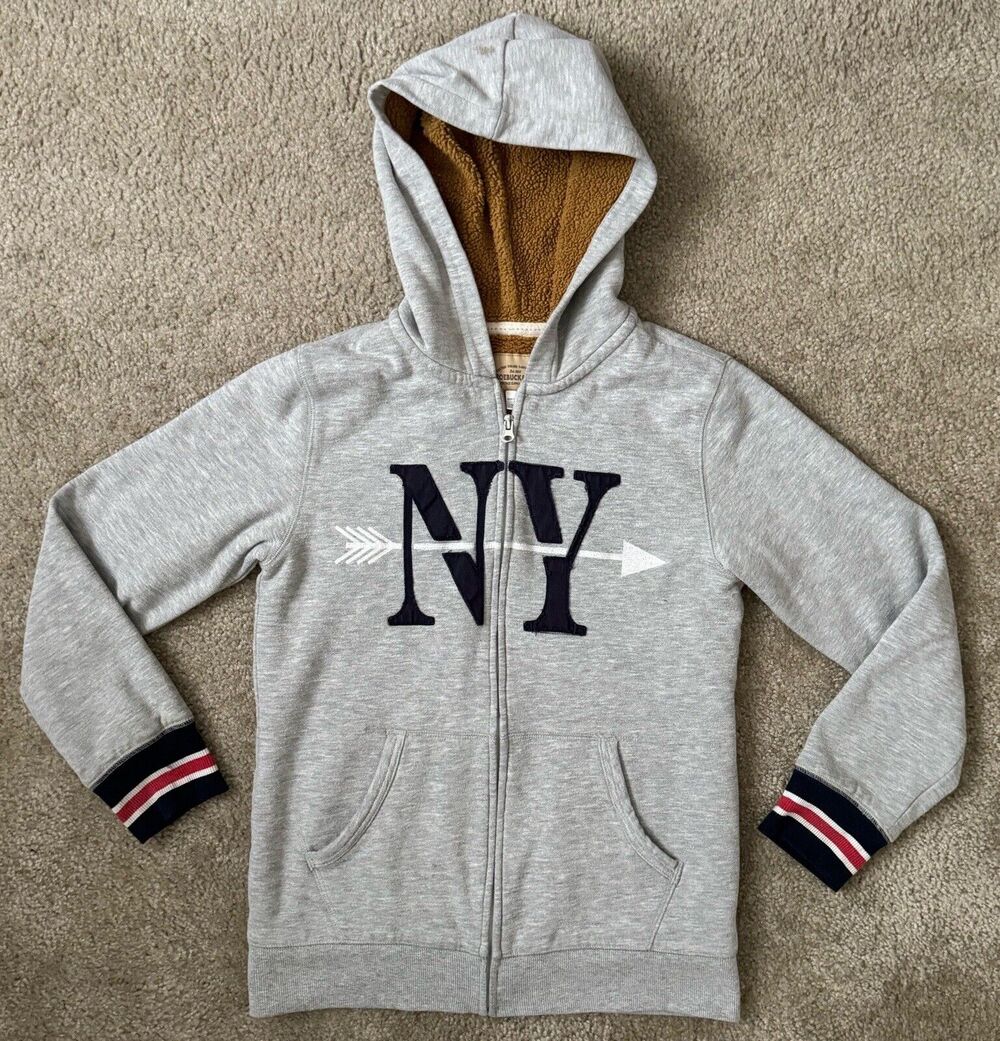 Roebuck Hoodie Youth Large 14/16 Full Zip Gray Varsity New York Y2K